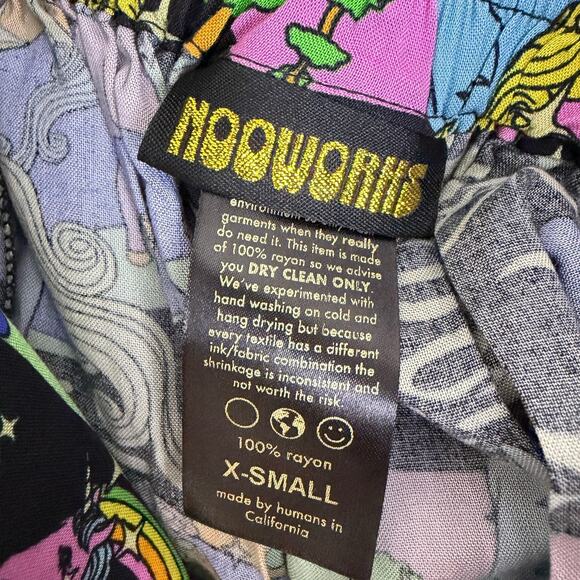 Nooworks Slip Skirt Unicorn Womens XS Multi Midi Elastic Slit Rainbow Novelty - Picture 8 of 8